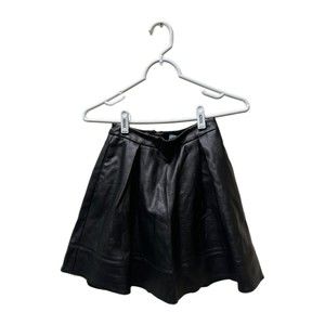 L'amour Black Pleated Faux Leather Skirt, XS, NWT